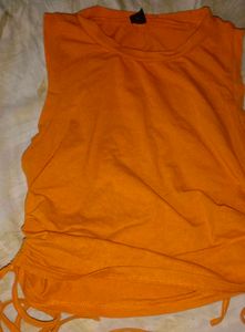 Vibrant Orange Ruched Side-Tie Tank