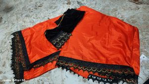 Orange Saree with Black Lace