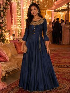 Elegant Navy Blue Ethnic Gown