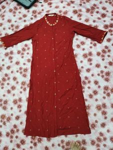 Maroon Printed Kurta