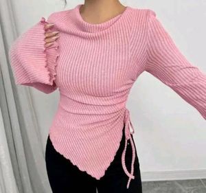 Y2K Pink Baddie Bell Sleeve Top