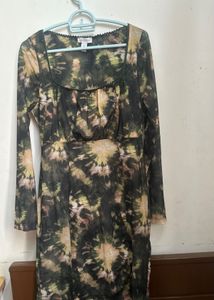 Topshop Petite Olive Green Mini Dres