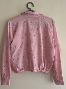 Pink Lightning Bolt Button-Up Top