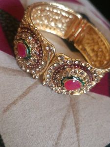 Exquisite Gold Plated Bangle with Stones