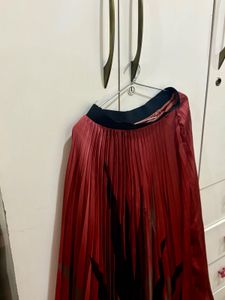 Maroon Aesthetic Skirt with Abstract Print