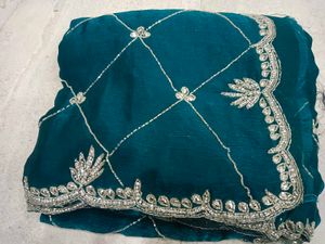 Stunning Teal Embroidered Saree