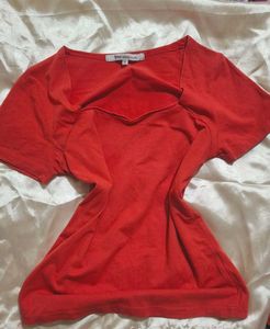 Rust Red Square Neck Top
