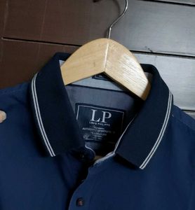 Louis Philippe Men's Blue Cotton Collared Shirt