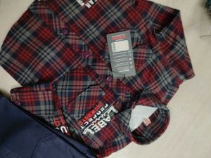 kid's Plaid Shirt and Navy Pants Set