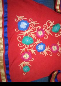 Red Embroidered  Kurta