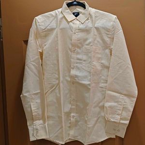 Linen Blend Shirt | Cream Beige | Full Sleeve