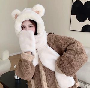 Cute Bear Hood Scarf Set