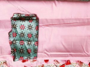 Elegant Pink Saree with Blouse Piece