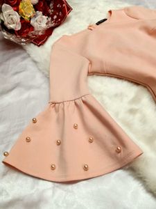 🌺SHEIN Peach Pearl Bell Sleeve Dress🌺
