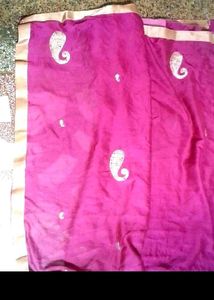 Elegant Pink Paisley Silk Saree