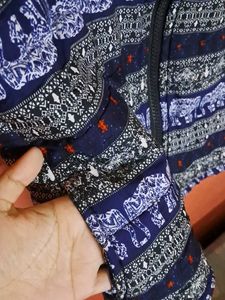 Elephant Print Fleece Lined Jacket
