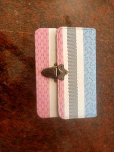 Striped Clutch with Metal Clasp