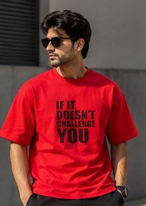 Red Graphic T-Shirt "IF IT, DOESN'T CHALLENGE YOU"