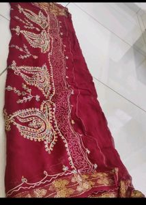 Red Full Hand Work Saree