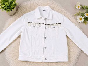 White Denim Jacket with Embroidered Detail
