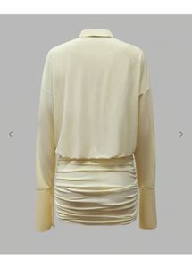 Cream Ruched Mini Dress
