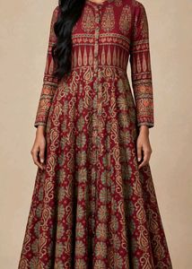 Maroon Printed Anarkali Kurta / Long Dress