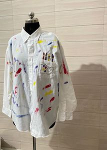 Artistic Splash Print Oversized Shirt