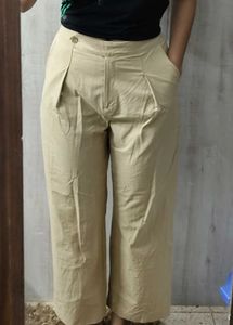Classic Beige high waisted Wide Leg Trousers