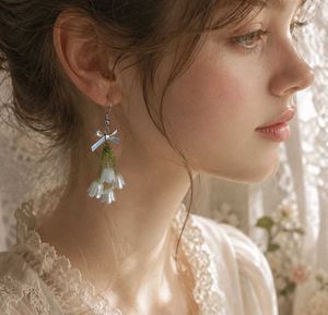 White Bell Flower Dangle Earrings