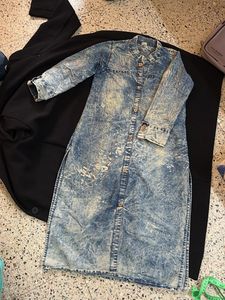 Washed Denim Long Kurta