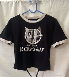 Cute Cat Graphic Black T-Shirt