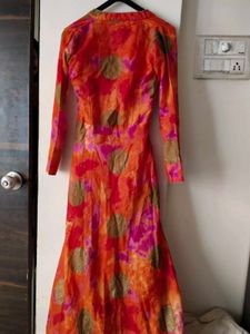Vibrant Orange &amp; Pink Ethnic Gown