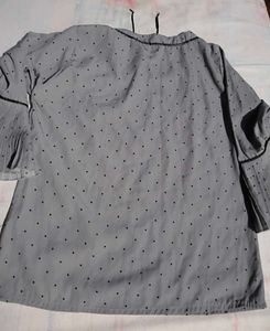 Gray Polka Dot Bow top