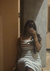 Blue striped Crochet Bodycon Dres