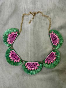 Watermelon Slice Beaded Necklace