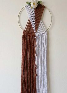 Boho Macrame Wall Hanging with Flower Accent
