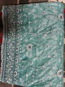 Elegant Sea Green Embroidered Saree
