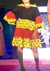 Off Shoulder Cotton Frill Frock