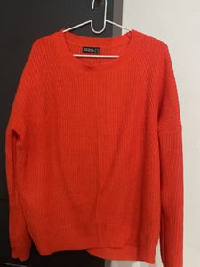Vibrant Orange Knit Sweater