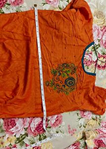 Vibrant Orange Kurta with Embroidery