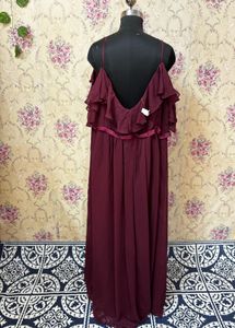 3XXL Elegant Burgundy Maxi Dress