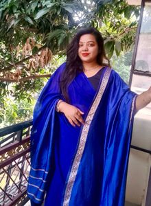 Royal Blue Dupatta with Embellished Border