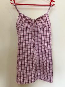 Pink Plaid Spaghetti Strap Dress