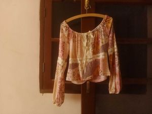 Bohemian Print Tie-Front Blouse