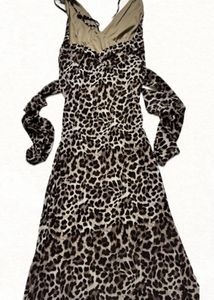Leopard Print Halter Neck Maxi Dress