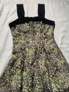 Floral Print Mini Dress with Lace Trim