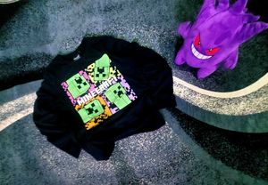 Minecraft Creeper Black Long Sleeve tees