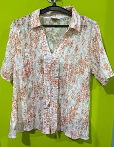 Floral Print Ruffle Blouse