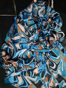 Boho Swirl Print Puff Sleeve Top