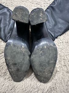 MANGO Black Knee-High Block Heel Boots